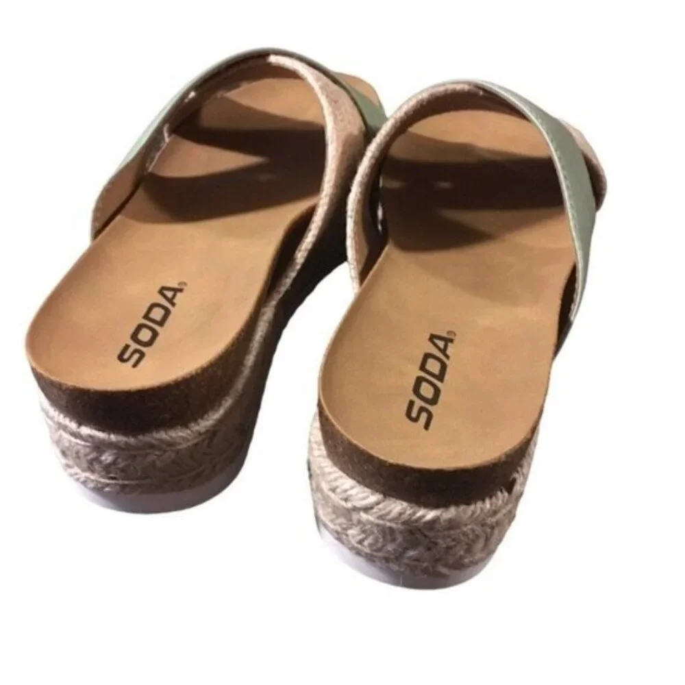 Sandals Sage Platform Espadrille Criss cross Slide Slip On Shoes Jute - Picture 4 of 6